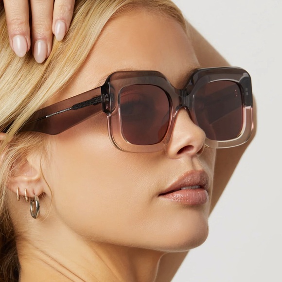 DIFF Eyewear Giada Smoke Rose Crystal Ombre + Mauve Polarized Sunglasses - Picture 5 of 10